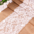 Natural Burlap Table Runner For Wedding Christmas 275cmx30cm Luxury Lace New Year Crochet Jute Linen Table Runners Dining Room