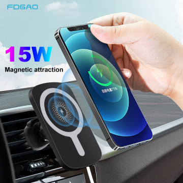 Magnetic Wireless Car Charger Stand for iPhone 12 Pro Max Mini Automatic Clamping 15W Fast Charging Air Vent Mount Phone Holder