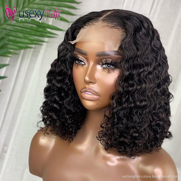 Unprocessed Raw Natural Lace Front Curly Bob Wig,Wholesale Short Human Hair Lace Front Wig,Brazilian Hair Hd lace Frontal Wigs