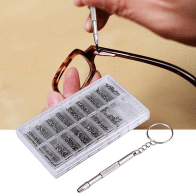 Litake 1000 Tiny Screws Nut Screwdriver Watch Eyeglass Glasses Repair Tool Set Kit 109*64*15mm