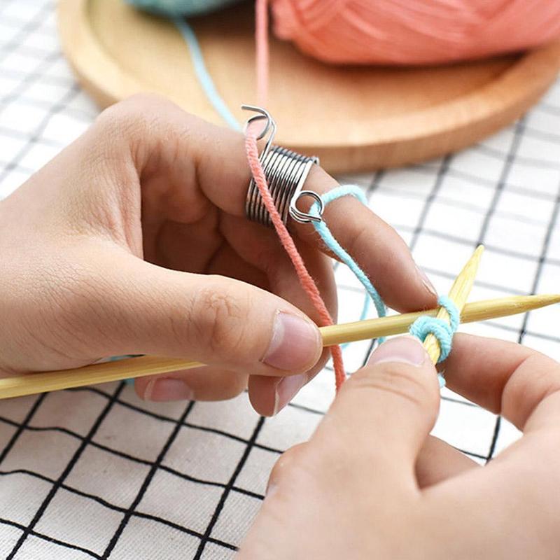 New Yarn Spring Guides Braided Knuckle Assistant Jacquard Needle Thimble DIY Sewing Accessories Stainless Steel knitting Tool