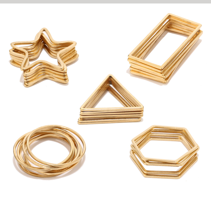 10 Stainless Steel Gold Geometric Heart Triangle Cross Teardrop Star Circle Hex Link Connectors DIY Jewelry Findings Components