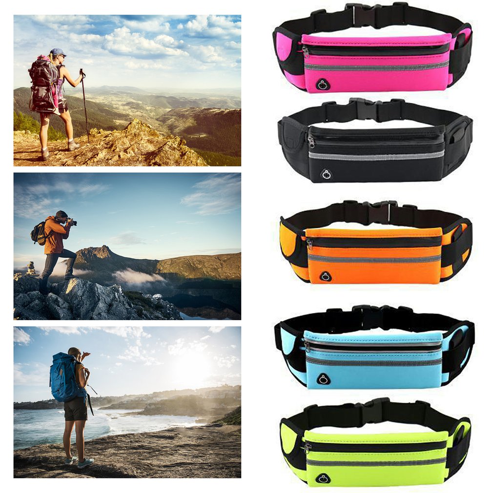 Outdoor Sports Belt Bag Water Bottle Pockets Fitness Running Leisure Pockets Waterproof Anti-Theft Mobile Phone Pockets