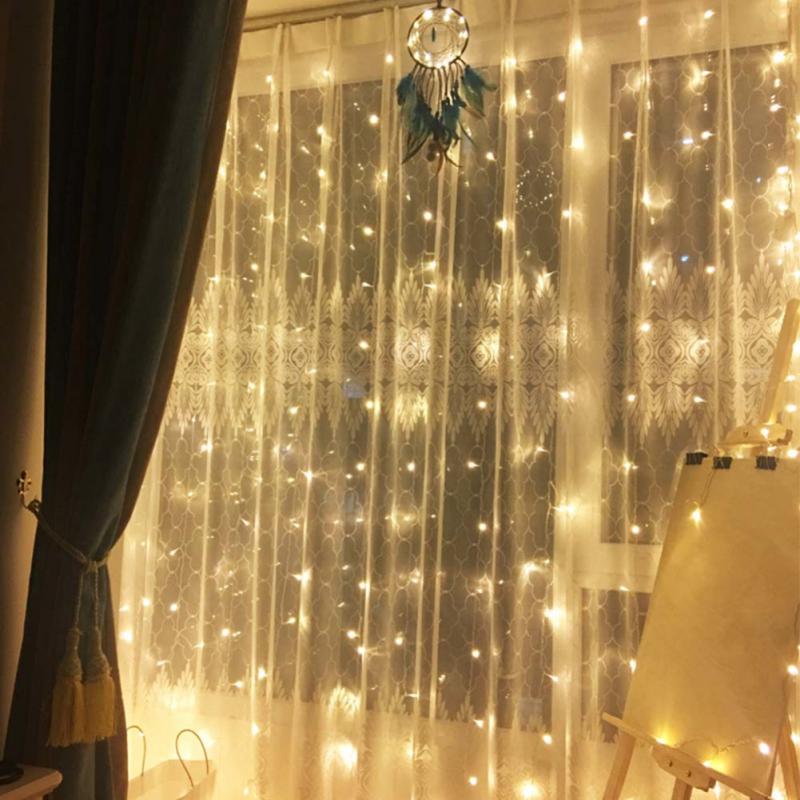 3M Christmas Fairy Lights Garland LED Curtain Fairy String Lights Backdrop Wall Lamp With Remote Control Hom Wedding Xmas Party