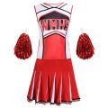 Cheerleader Costume Schoolgirl Lingerie Tank top Petticoat Pom Cheerleader 2 Pcs Suit Red Nightclub Party Football Baby Uniform
