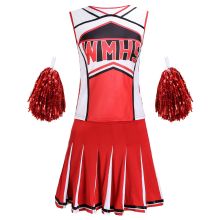 Cheerleader Costume Schoolgirl Lingerie Tank top Petticoat Pom Cheerleader 2 Pcs Suit Red Nightclub Party Football Baby Uniform