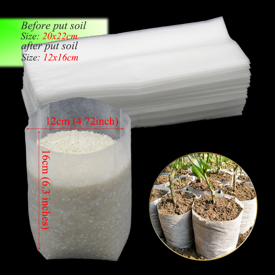 100PCS 20x22cm Nonwovens Planting Bags Biodegradable Nursery Plant Grow Bags Fabric Seeding Pots Environmental Friendly Breeding