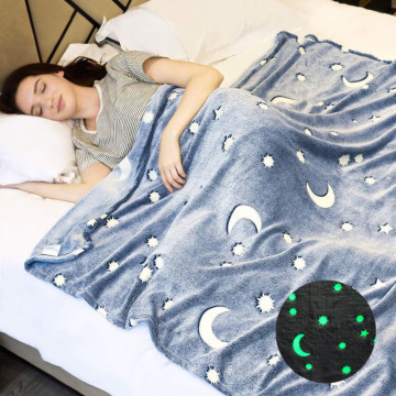 Creative Luminous Blanket Star Moon Light Throw Blanket Super Soft Flannel Blankets Bedspread For Adult Christmas Birthday Gift