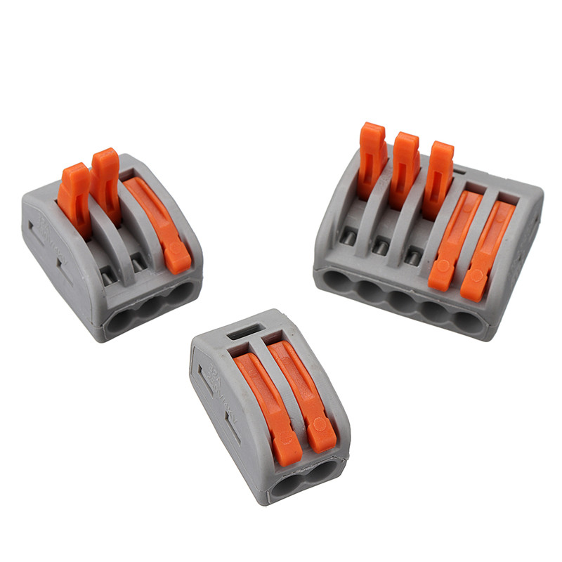 Excellway 30Pcs 2/3/5 Holes Spring Conductor Terminal Block Electric Cable Wire Connector Quick Connect Terminal with Box