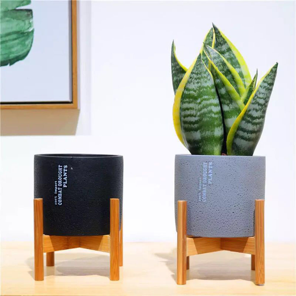 Nordic Wooden Planter Pot Trays Flower Pot Holder Strong Free Standing Bonsai Holder House Balcony Display Flower Stand Shelf