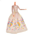 1PCS White Fashion Lace Flower Print Doll dress handmake wedding Dress Clothing Gown For doll Clothes