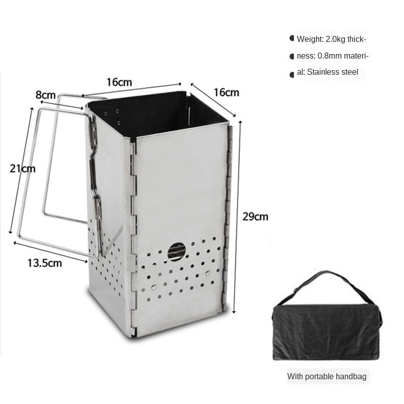 Stainless Steel Portable Charcoal Starter BBQ Grill Foldable Chimney Starter barbecue grill for outdoor WJ51923