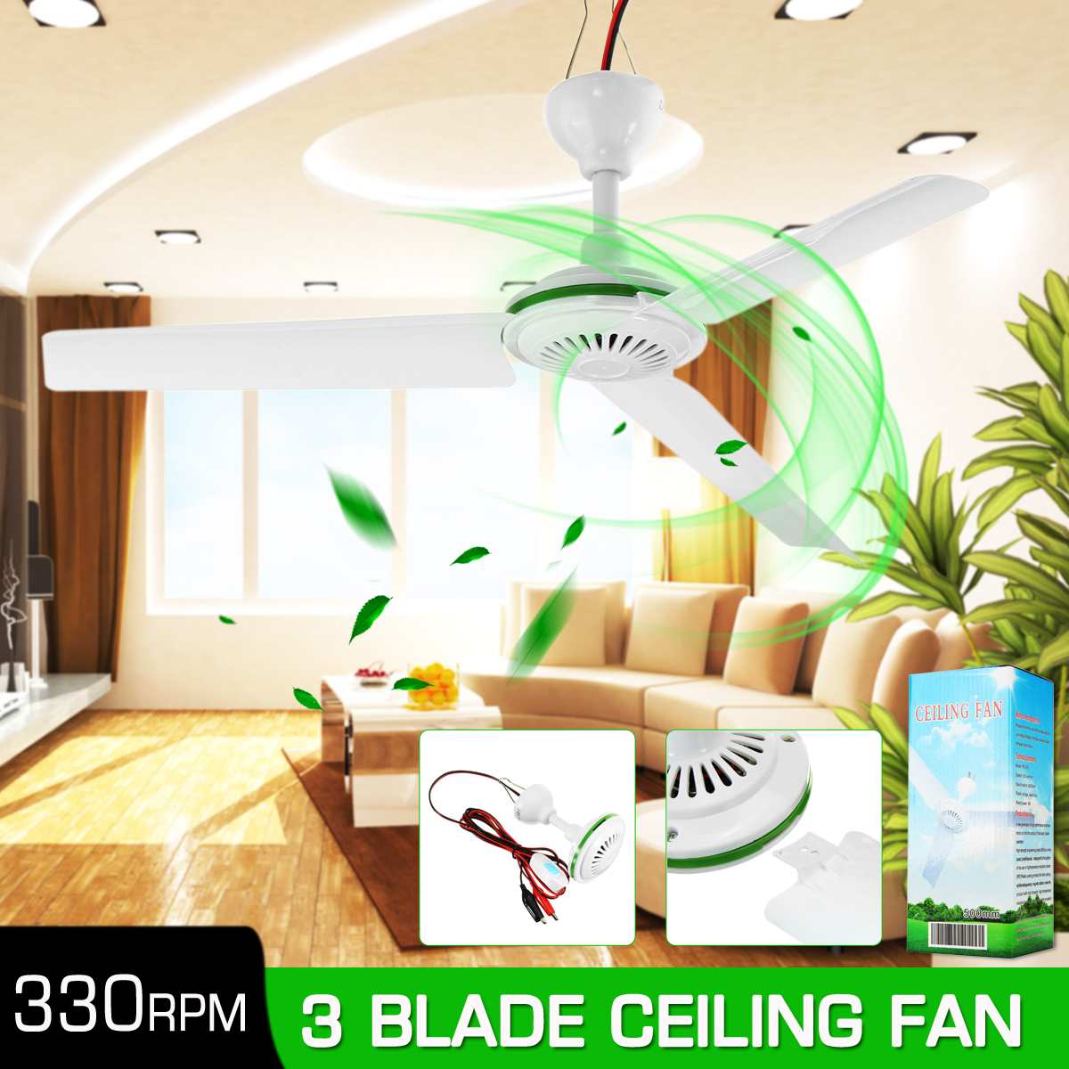 Environmental-friendly 12V 6W Solar Ceiling Fan Solar Powered Cooling Fans Small Air Conditioning Appliances
