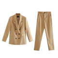 toppies 2020 autumn blazer + pant two peice set women double breasted suit jacket high waist pants