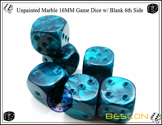 Un-painted Marble Dice 16MM with Blank 6th Side-7