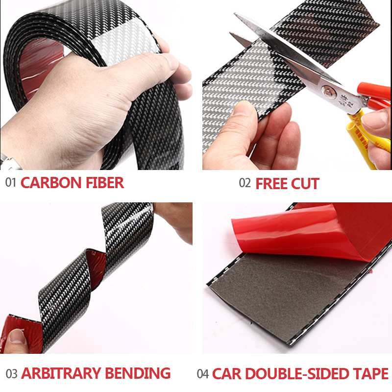 Carbon Fiber Stickers 5D Car Sticker And Decals Door Protector Tape DIY Vinyl Film Auto Body Anti Scratch Strips Accessories