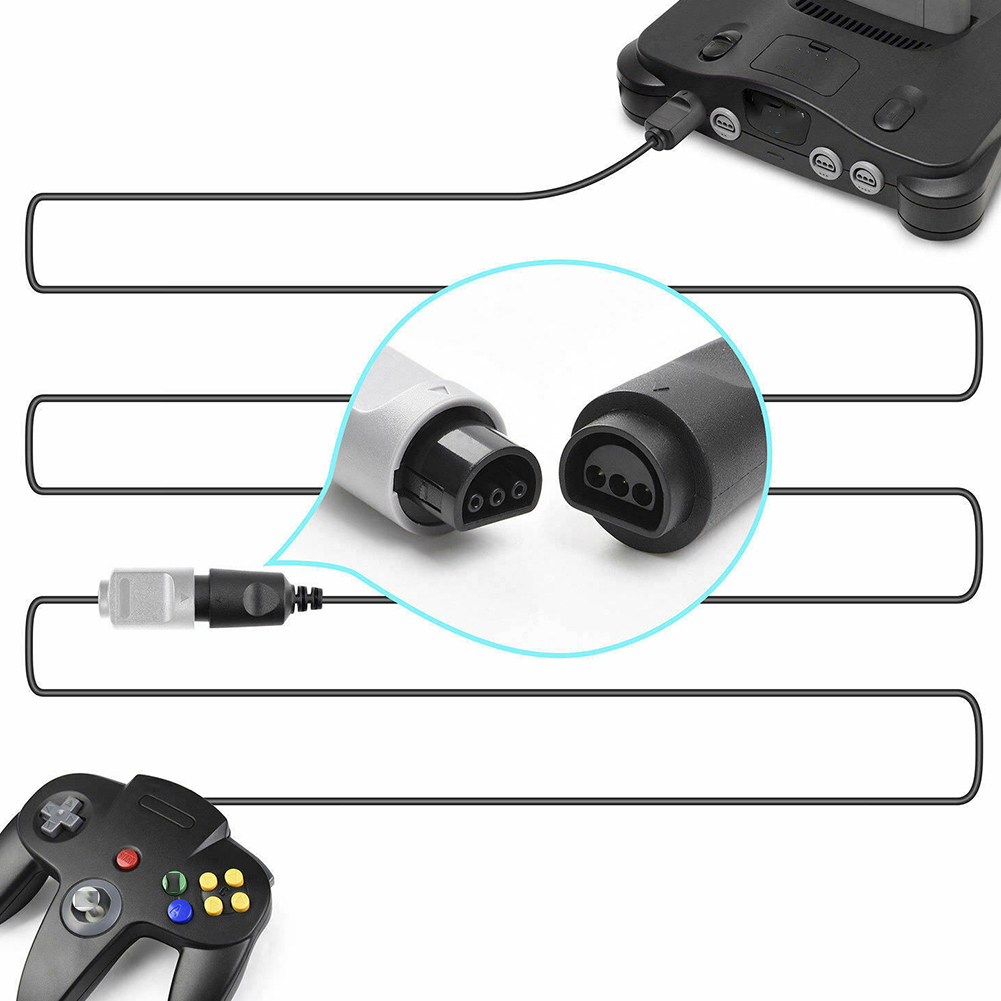 2pcs Plug And Play Controller Extension Cable Charging Game Data Line Portable Practical Game Console Adapter Lengthened For N64