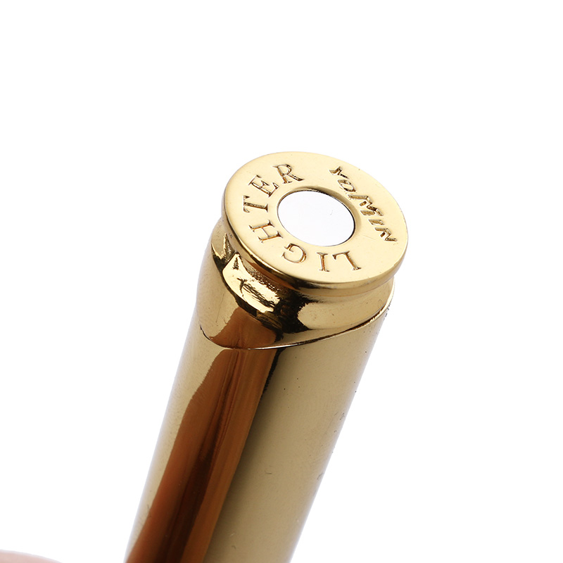 Bullet Lighter with Red Laser Refillable Flame Metal Butane Gas Cigarette Lighters Gold for Men Smoker