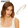 AWAYTR Fashion Gold Sliver Metal Star Hairband for Women Sweet Wedding Hair Accessories Tiara Elegant Girls Headband Headwear
