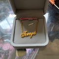 Custom Name Necklace Women Gold Box Chain Nameplate Choker Personalized Stainless Steel Pendant Necklace Customized Jewelry Gift