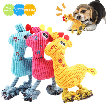 Dog Chew Toys for Small Large Dogs Giraffe Fleece Rope Interative Pet Toy Squeak Puppy Deer for Pet Dogs Cat Chew Squeaking Toys