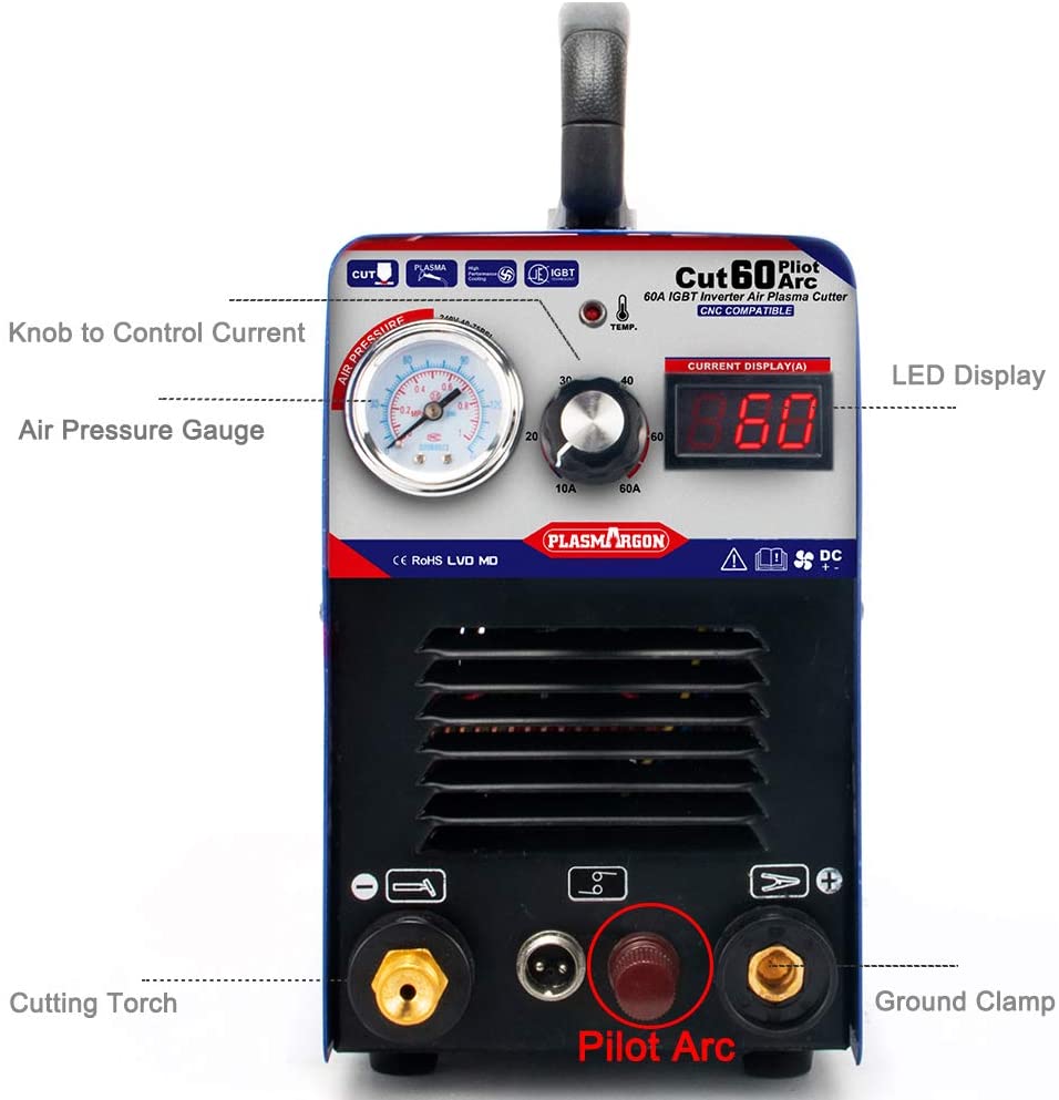 Plasma Cutter Pilot Arc low Frequency Arc IGBT DC 60A Cutting Performance Plamsa Inverter 110-220v