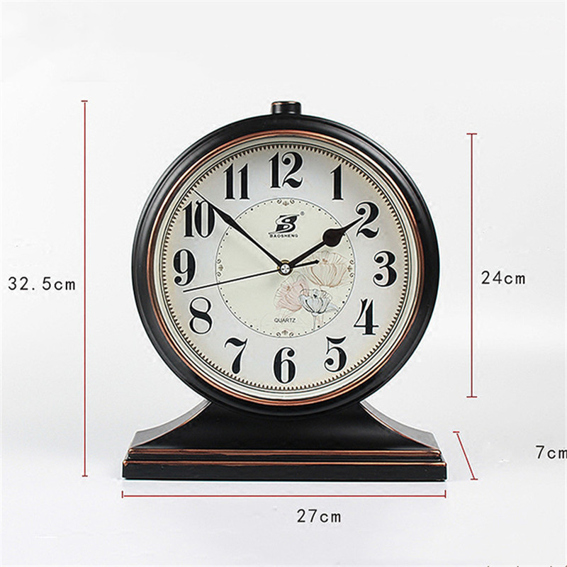 European Retro Table Clock Living Room Bedroom Large Office Desktop Silent Clock Pendulum Seat Clock Home Decoration