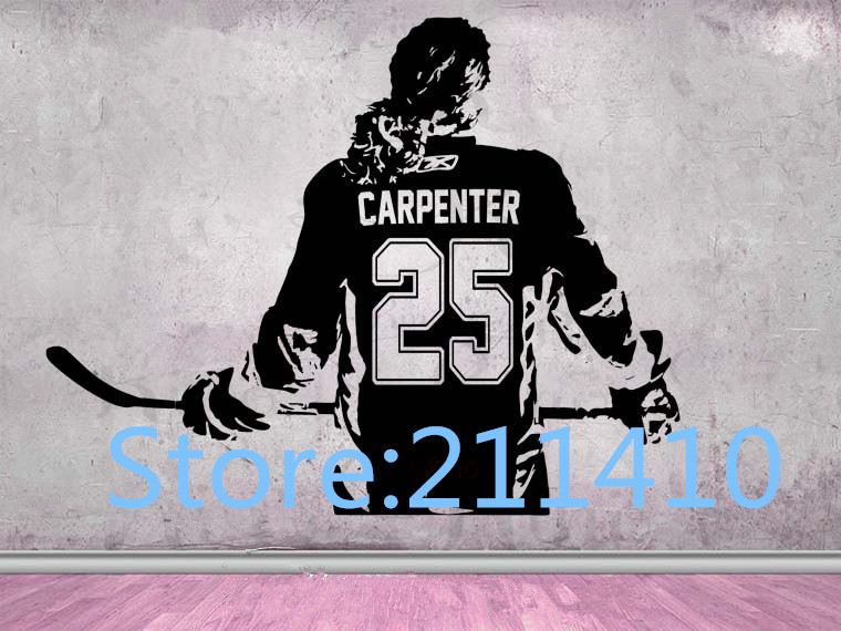 Hockey Girls Wall Stickers Personalized Name Women - Girls ice Hockey Player choose jersey name & numbers hockey wall Decal A286