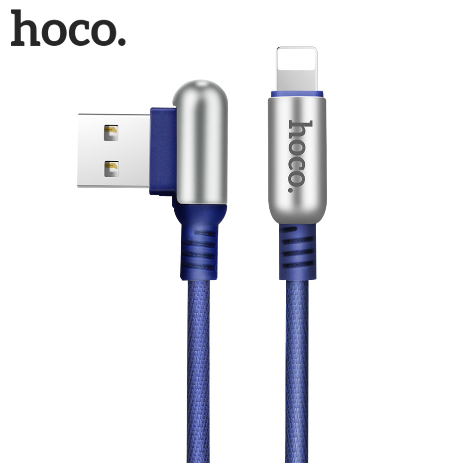 HOCO 2.4A Zinc Alloy 90 Degree USB Cable for Apple iPhone 116 7 plus 8 X Xs Max XR Fast Charging Original Charger Wire Data Sync