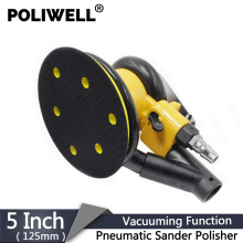 POLIWELL Pneumatic Tools 5 Inch Air Sander with Vacuum Pneumatic Sander Polisher for 125mm Sanding Discs Car Metal Polishing