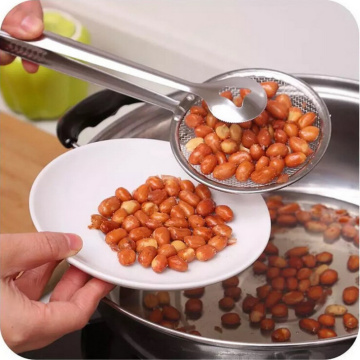 1PC 28*10cm Kitchen Food Tong Stainless Steel Strainer Filter Mesh Spoon Fried Food Oil Strainer Clip Filter spoon