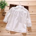 2017 Fall Spring Baby Toddler Clothes Solid White Cotton Girls Blouse Shirts Kids Children Long Sleeve Girl Tops Blouses JW3064