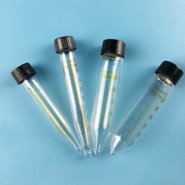 10pcs/lot 15ml Centrifugal Tube with Graduation Conical Bottom, Glass Centrifuge Tube with Screw Cap