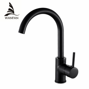 Kitchen Faucets Brass Kitchen Sink Water Faucet 360 Rotate Swivel Faucet Mixer Single Holder Single Hole Black Mixer Tap 7115