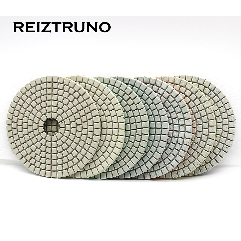 Reiztruno 5 Inch 125mm Wet Polishing Pads white Resin bond Diamond Grinding Disc for marble,granite,quartz and other stone,1pc