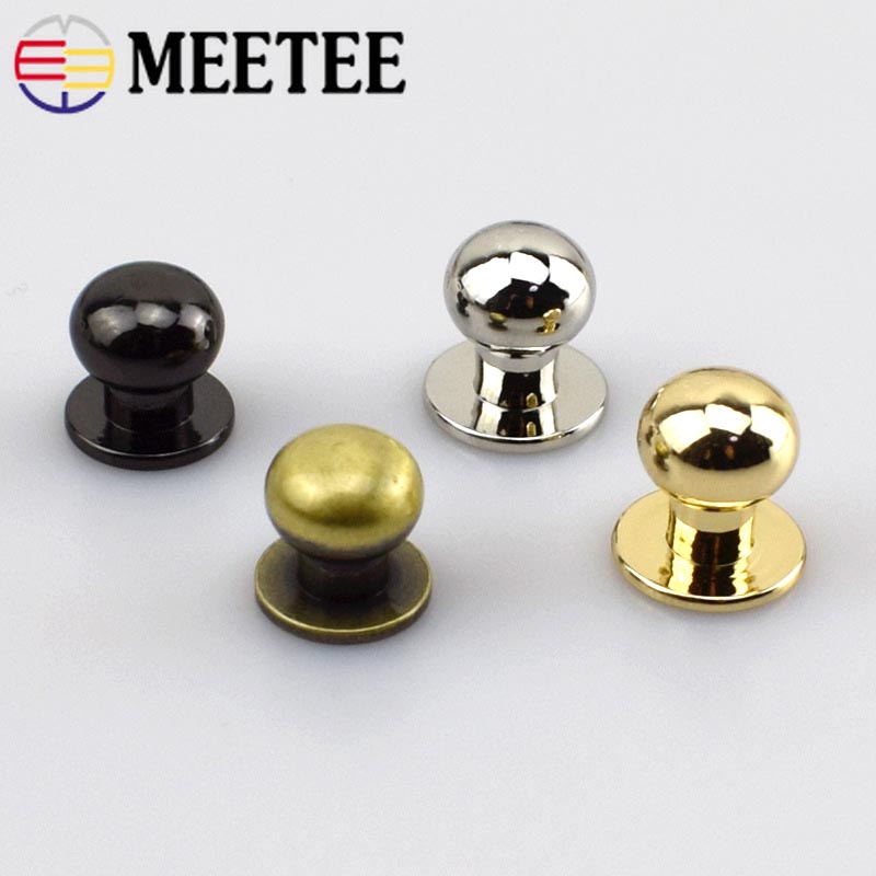 20pcs Meetee 4-12mm Nipple Nail Buckles Metal Rivet for Bag Purses Fastner Clasps Studs Screw Buttons Leathercraft Accessories