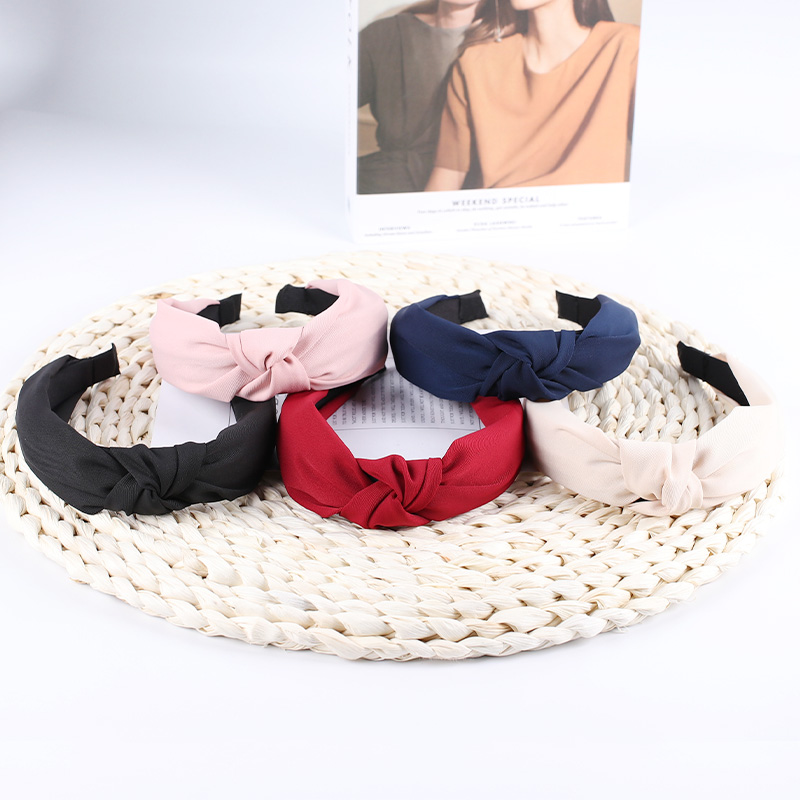 Xugar Fashion Women Solid Color Knot Hairbands Simple Cloth Headbands For Girls Wide Side Hair Hoops Womens Hair Accessories