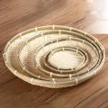 30CM Bamboo Fruit Dish Rattan Bread Basket for Dinner Storage Plate Handmade Weave Round Sundry Container Kitchen Storage Tray