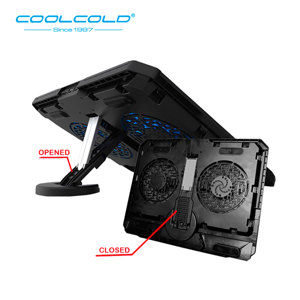 COOLCOLD Laptop Cooling Pad Base Notebook Cooler Two Led Fan Seven Angles Adjustment For 12'' 15.6'' 17'' Laptop USB Cooling Fan