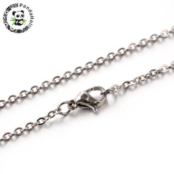 304 Stainless Steel Cable Chain Necklaces 1.5mm 2mm 2.5mm Golden Stainless Steel Color, 17.7