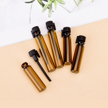 100pcs/lot 1ML 2ML Amber Glass Bottle Perfume Empty Bottles Sample Glass Vials Small Promotion Oil Bottle