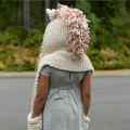 Kids Cartoon Unicorn Hooded Scarf Animal Hoodie Cowl Crochet Knitted Beanie Hat Kids Casual Kid Knit Scarves