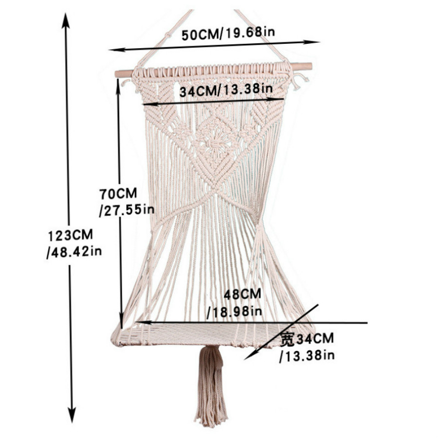 Macrame Cat Swing Bed Cage Hanging Pet Bed House Tassel Cat Toy Handwoven Hanging Basket Tapestry Cotton Rope Pet Cat Hammack