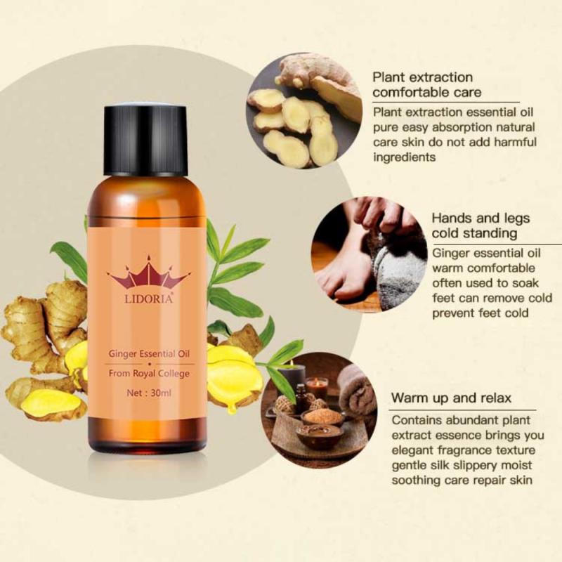 Natural Ginger Therapy Essential Oil Anti Aging Pure Plant Water-soluble Essential Oil Body SPA Relax Massage Oil 30ml TSLM1