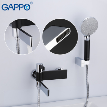 GAPPO Sanitary Ware Suite do anheiro taps black and chrome wall mounted shower faucet brass bathroom rainfall shower bathtub