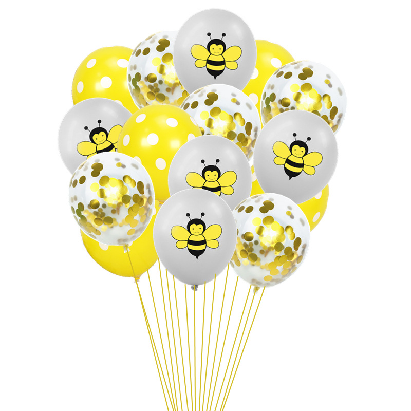 10/15pcs Gray Yellow 12inch Cute Animal Bee Latex Air Balloon For Wedding Birthday Party Baby Shower Decor Balloon Kids Toy Gift