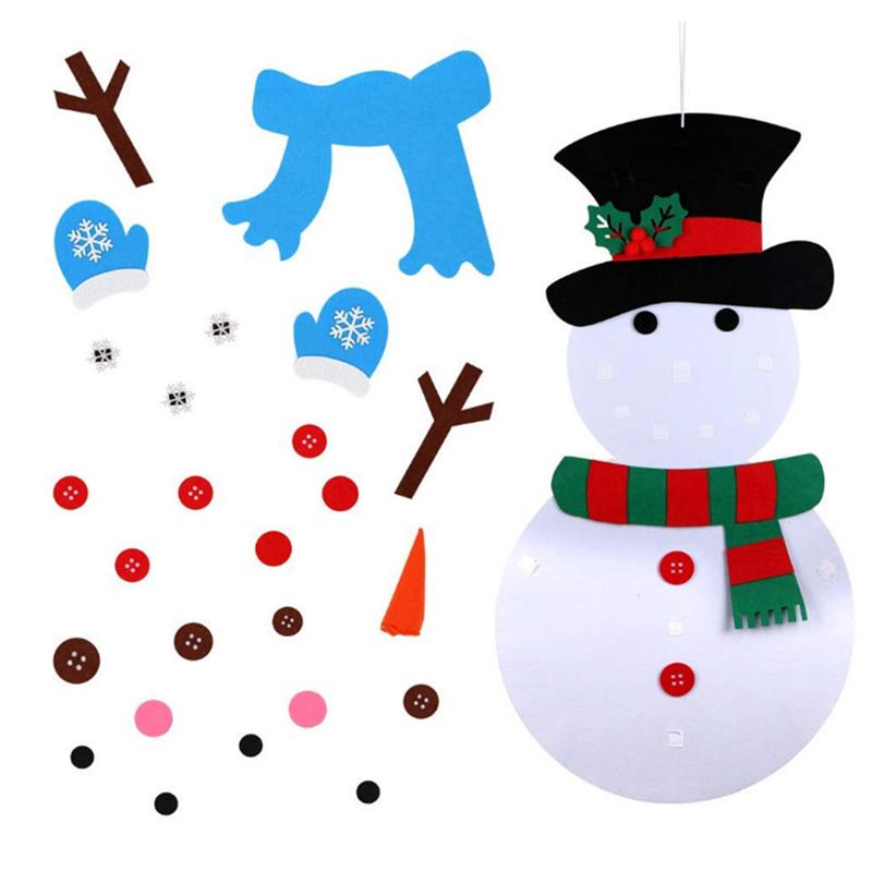 1 Set Cartoon Non-Woven Fabrics Christmas Snowman Felt DIY Craft Christmas Decorations Ornaments Pendant No Glue