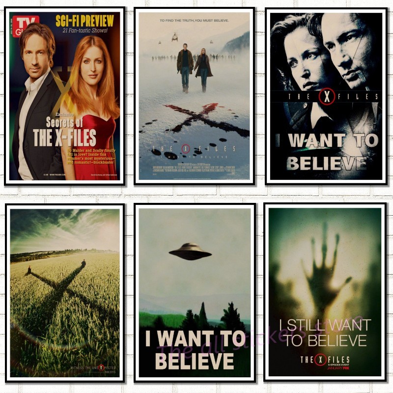 Vintage Classic Movie The X-Files I Want To Believe Poster Bar Home Decor Retro Kraft Paper Painting Wall Sticker.5077