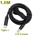 USB 3.1 Type C to DC 5.5mm*2.5mm 5.5mm*2.1mm Adapter cable TYPE-C PD Charging Male to male for DELL hp lenovo notebook Charge