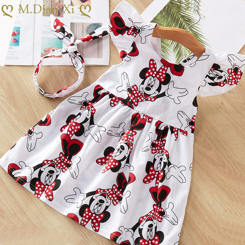 Girl Dress New Baby Dresses Pattern Printing Cartoon Minnie Birthday Tutu Dress Female Baby Summer Clothes Kids Girls Clothing